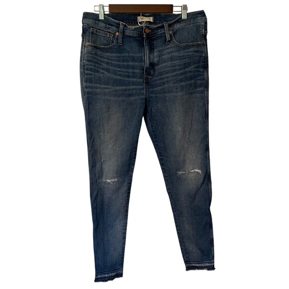 Madewell 9” High-Rise Skinny Jeans Size 33 Distressed Blue - Picture 1 of 8